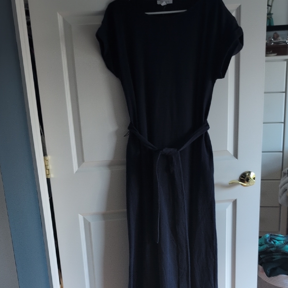 Ann Taylor Navy Tie-Waist Maxi Dress - New